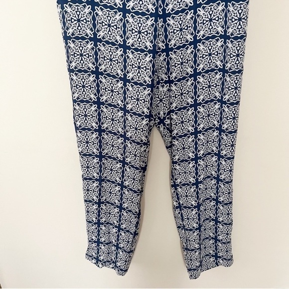 Boden Womens Pants Geometric Print Blue Elastic Waist Pull On Comfy Size 10R - Picture 3 of 9